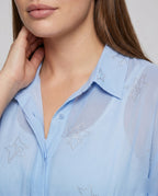 Women's Elegant Cut Blouse Set with Bright Star Pattern - Close-Up Detail