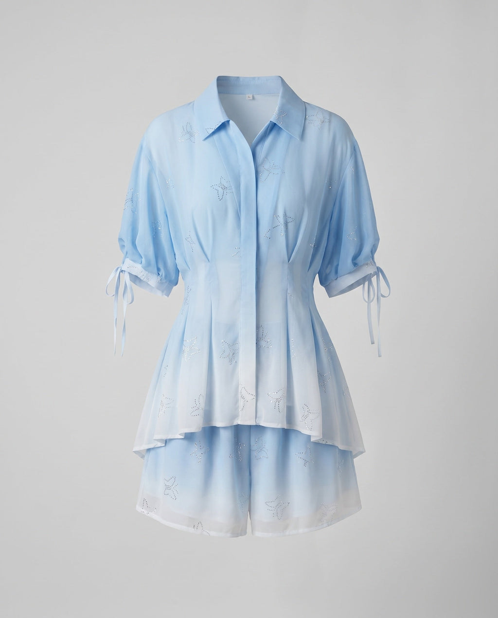 Women's Elegant Cut Blouse Set with Bright Star Pattern