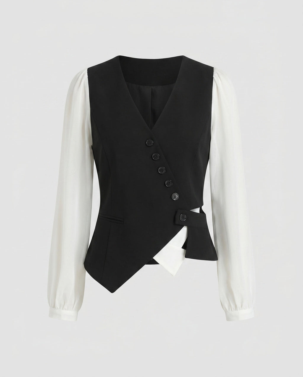 Women's Elegant Vest with Blouse Sleeves and Deep V-Neck Country Girl