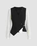 Women's Elegant Vest with Blouse Sleeves and Deep V-Neck Country Girl
