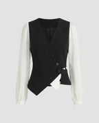 Women's Elegant Vest with Blouse Sleeves and Deep V-Neck Country Girl