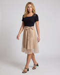 Women's Elegant Blouse Dress with Asymmetrical Skirt - Front View