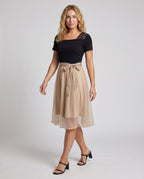Women's Elegant Blouse Dress with Asymmetrical Skirt - Front View