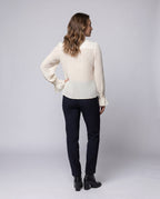 Women's Elegant Pleated Blouse Dress with Waist Belt - Back View