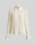 Women's Elegant Pleated Blouse Dress with Waist Belt