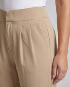 Women's Elegant High-Waist Pants with Pleats and Practical Pockets - Close-Up Detail