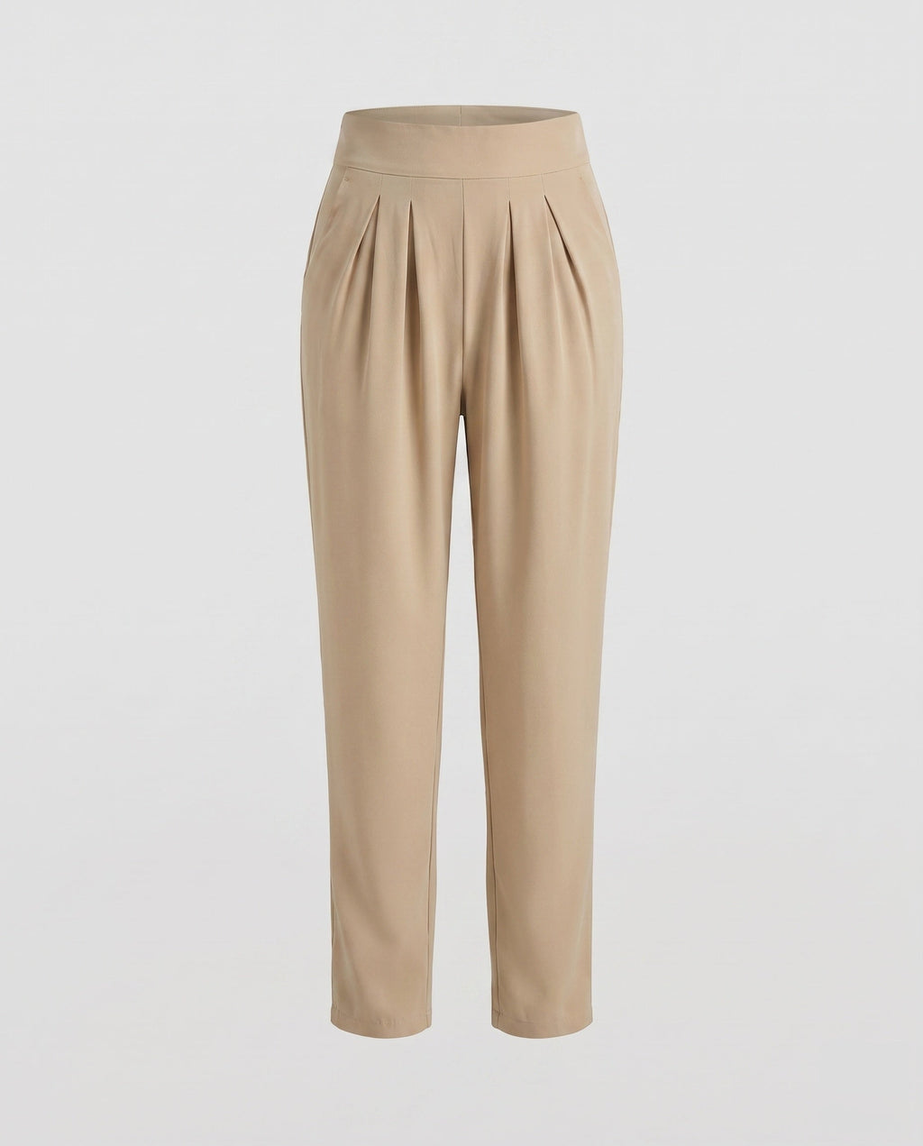Women's Elegant High-Waist Pants with Pleats and Practical Pockets