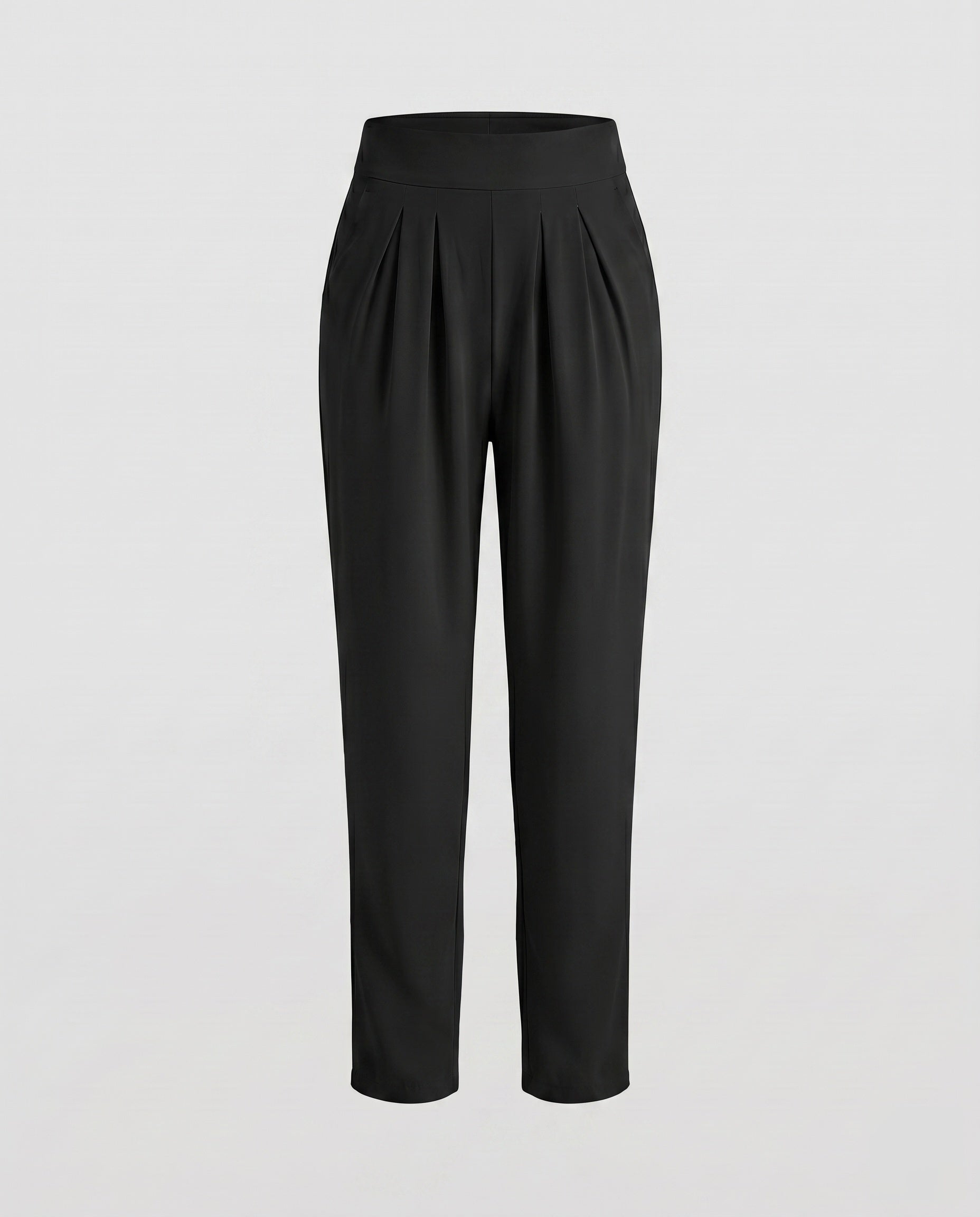 Women's Elegant High-Waist Pants with Pleats and Practical Pockets