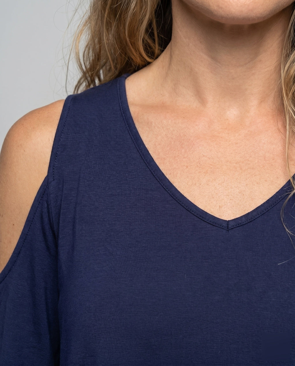 Women's Casual Blouse Shirt with Special Shoulder Cutouts - Close-Up Detail