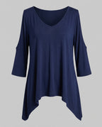 Women's Casual Blouse Shirt with Special Shoulder Cutouts