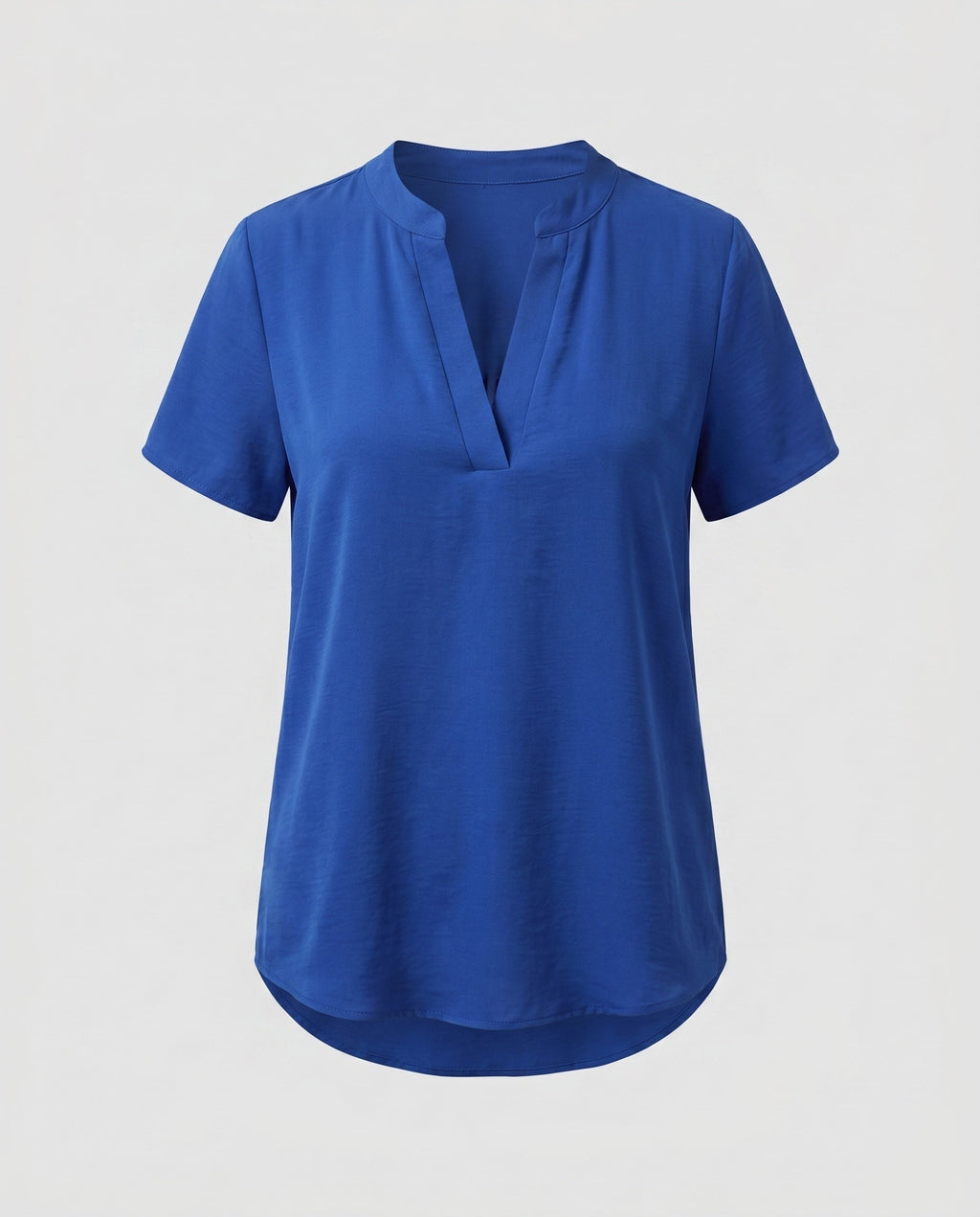 Women's Loose Blouse Top with V-Neck and Short Sleeve