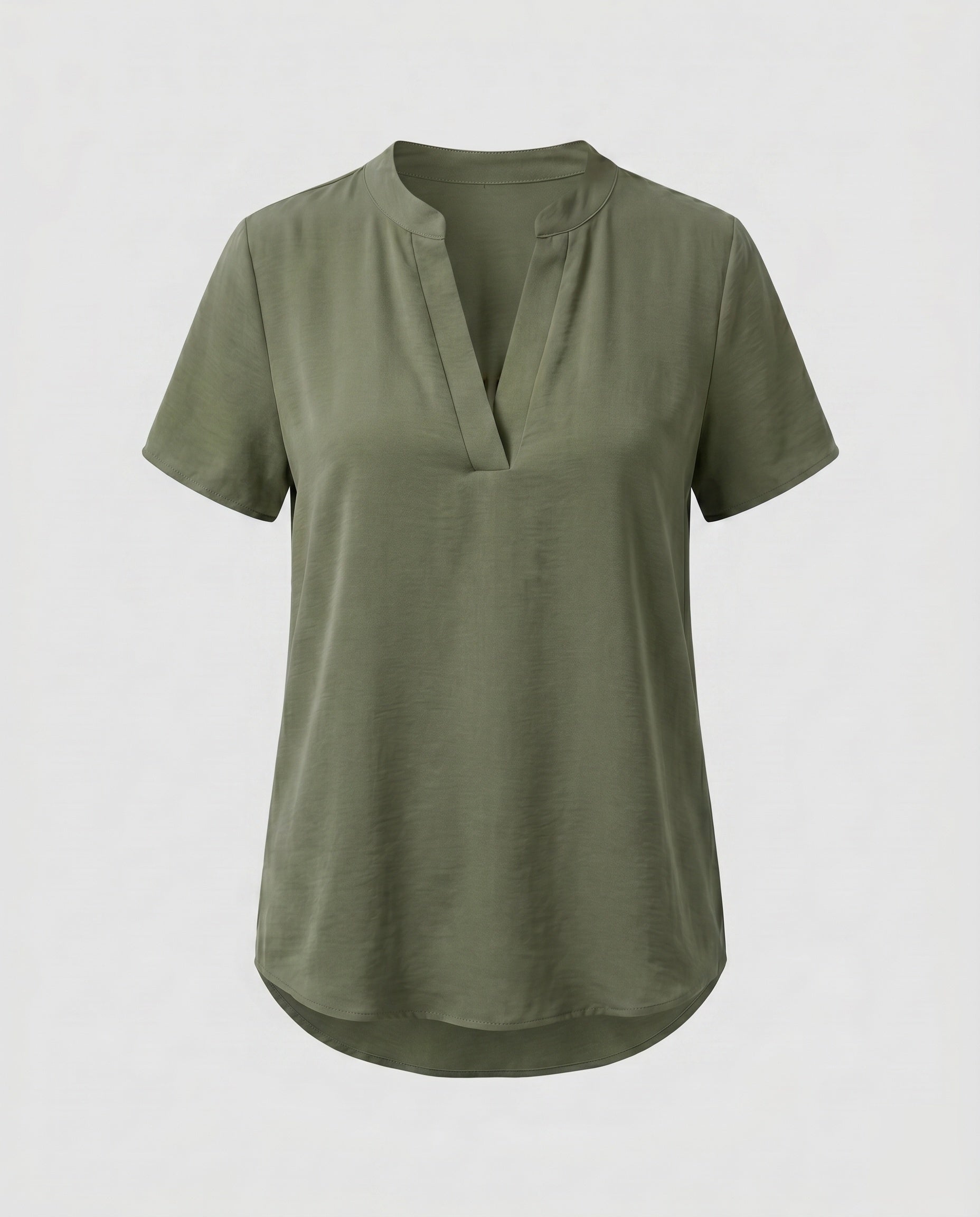 Women's Loose Blouse Top with V-Neck and Short Sleeve