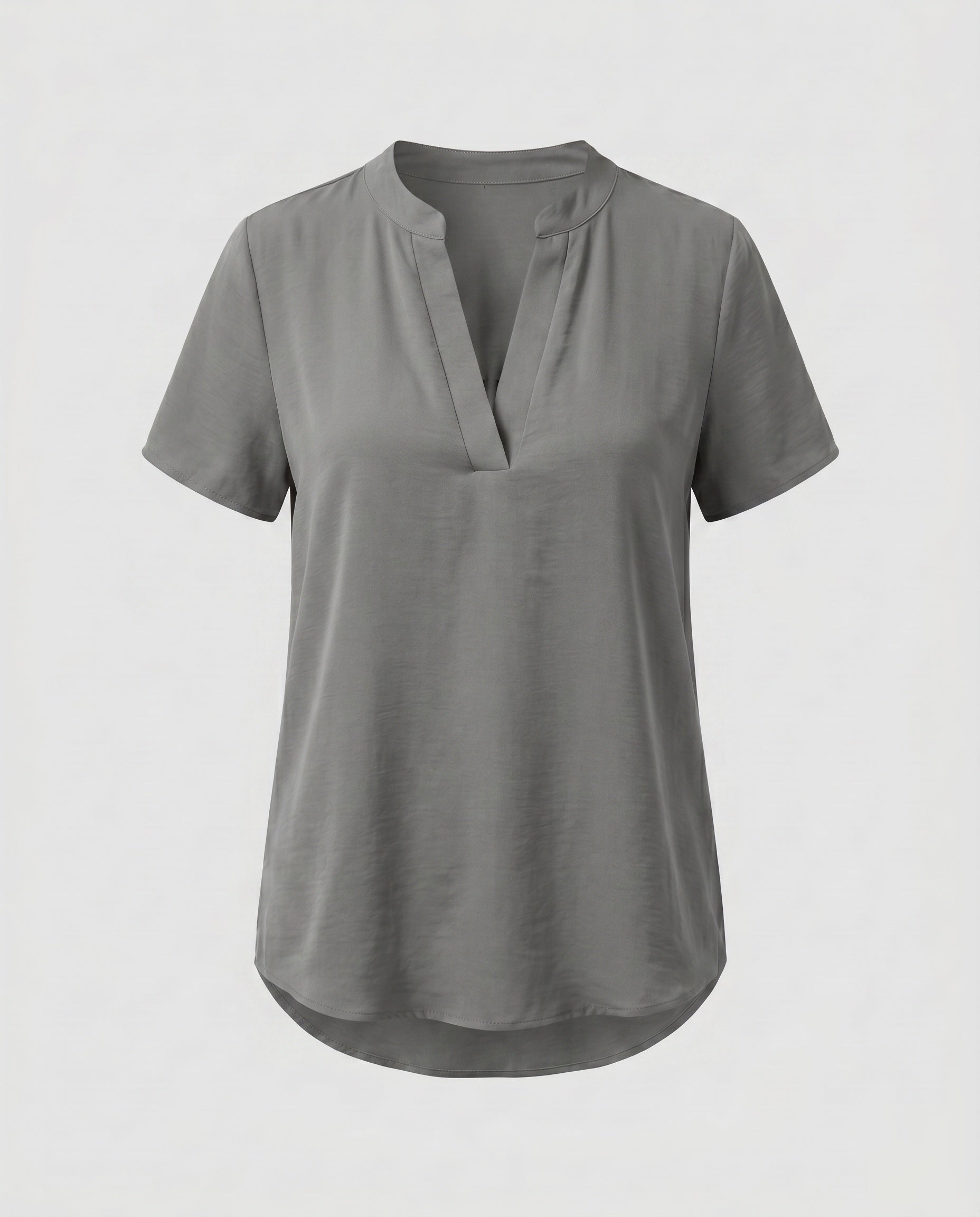 Women's Loose Blouse Top with V-Neck and Short Sleeve