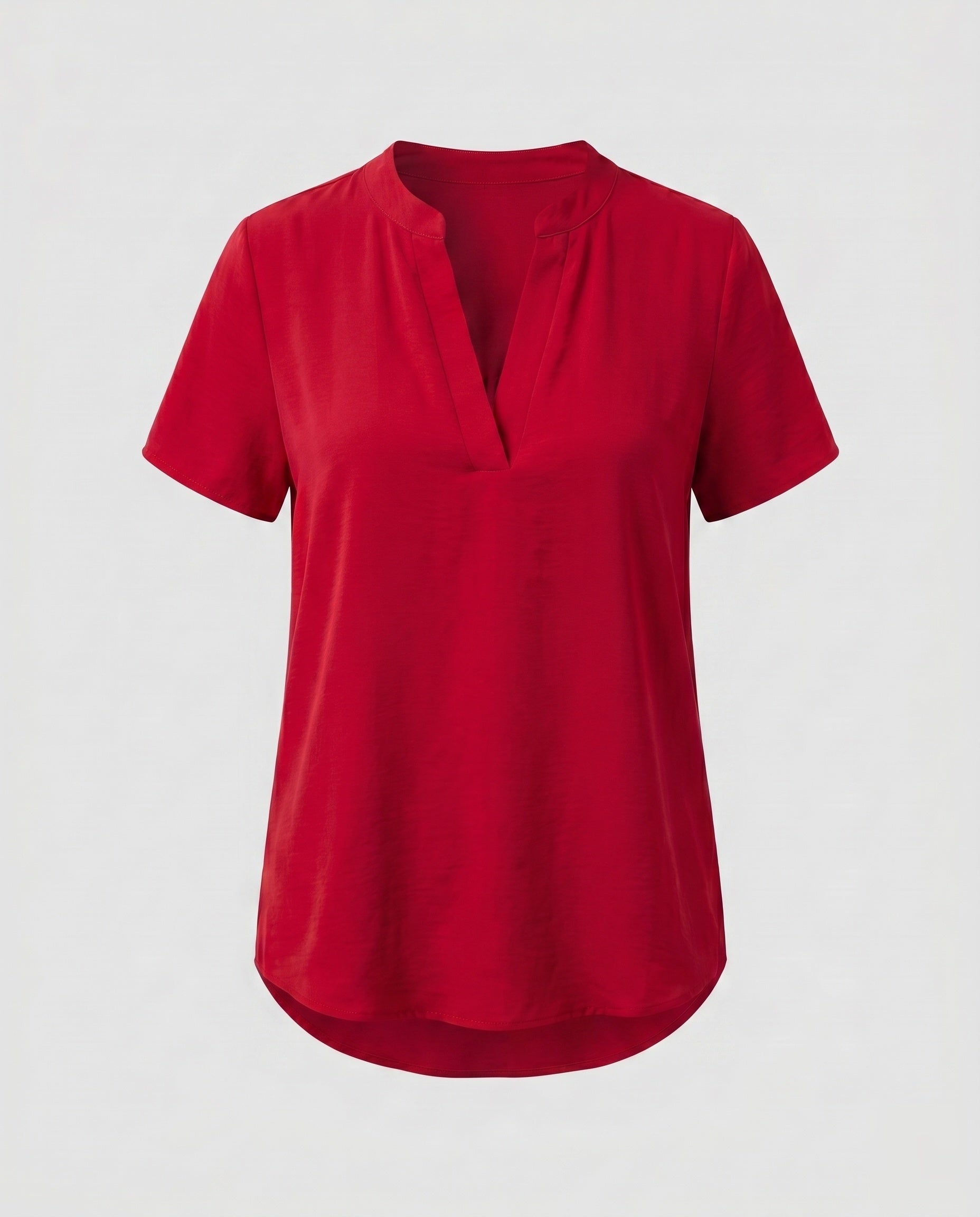Women's Loose Blouse Top with V-Neck and Short Sleeve
