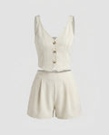 Women's Set of Sleeveless Blouse Top and Shorts Country Girl