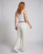 Women's Fine Satin Lounge Pants in Pajama Style with Wide Leg - Back View