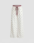 Women's Fine Satin Lounge Pants in Pajama Style with Wide Leg