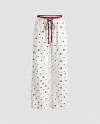 Women's Fine Satin Lounge Pants in Pajama Style with Wide Leg