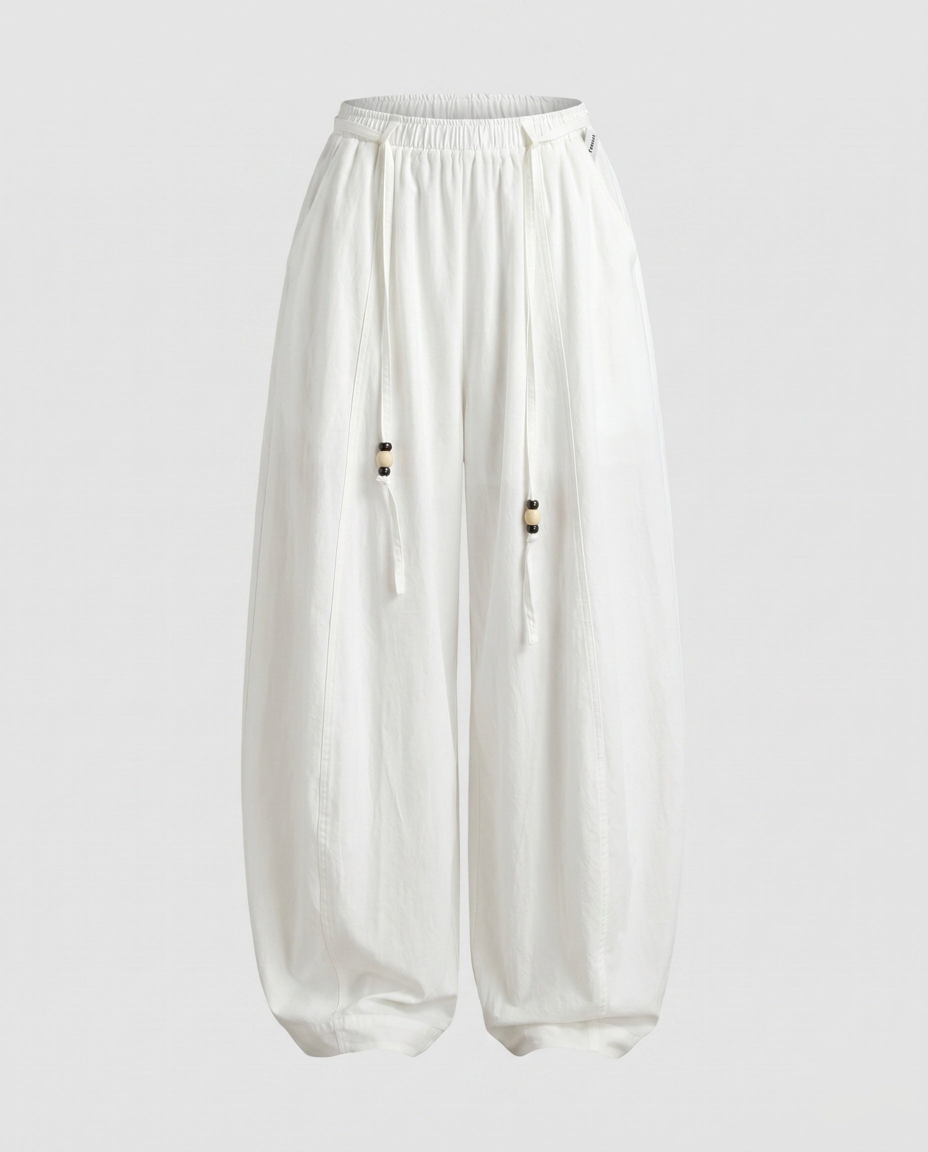 Women's High-Waisted Harem Pants with Wide Legs, Elastic Waistband