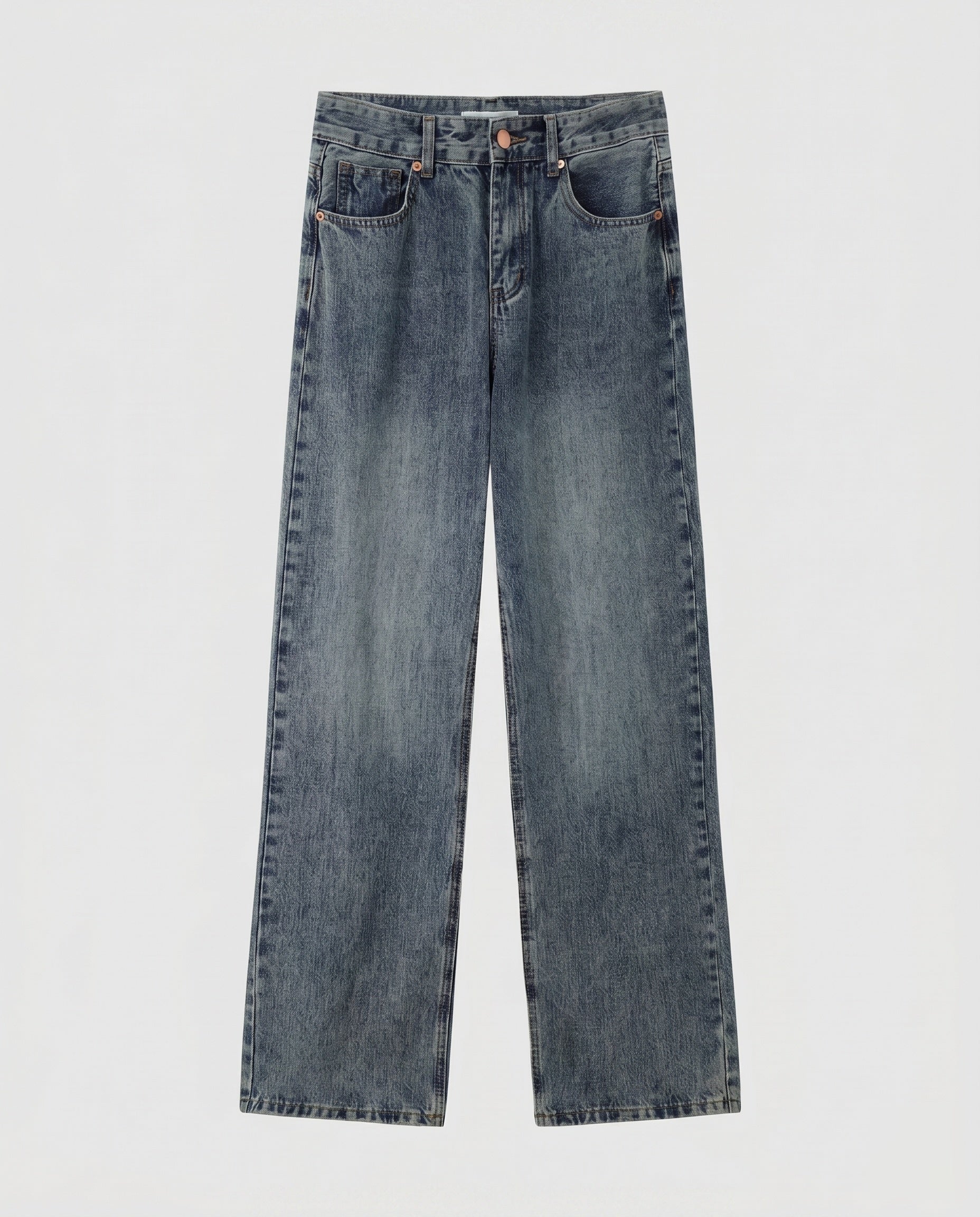 Women's High-Waisted Jeans with Wide Leg, Straight Cut