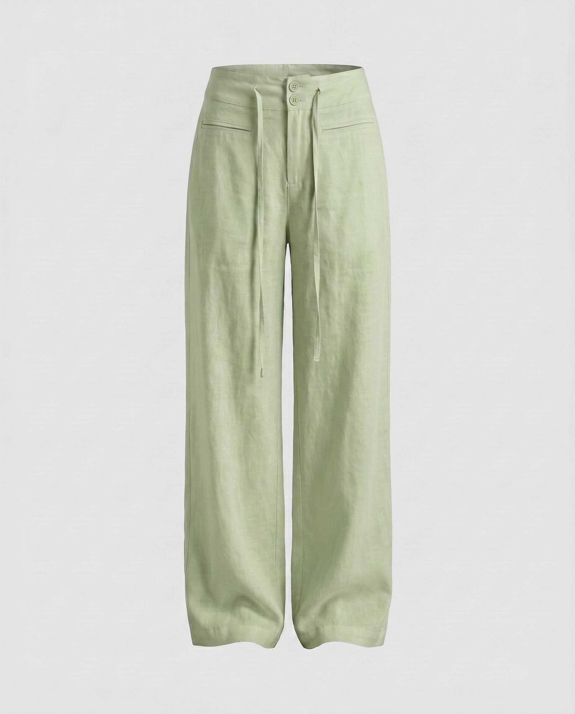 Women's High-Waisted Linen Palazzo Pants with Drawstring