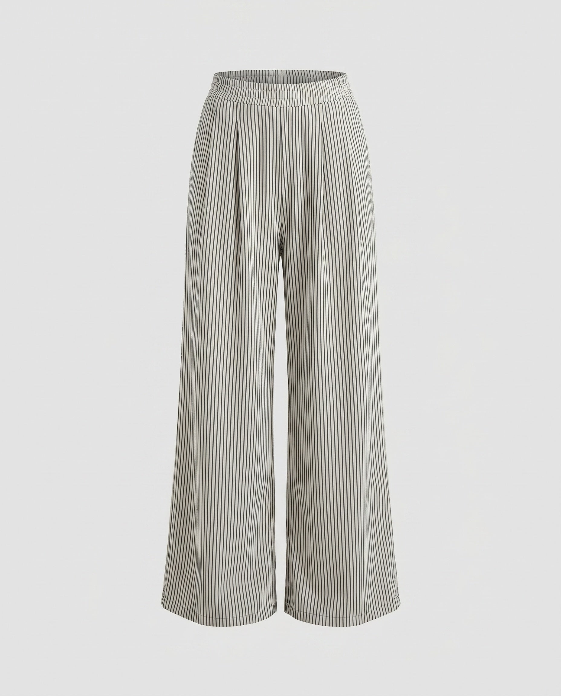 Women's High-Waisted Pleated Trousers with Wide Legs