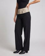Women's High-Waisted Wide Fabric Trousers - Lower Body View