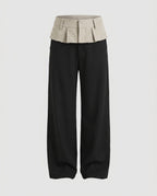 Women's High-Waisted Wide Fabric Trousers