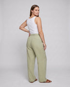 Women's Casual Linen Blend Relaxed Pants - Back View
