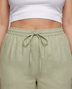 Women's Casual Linen Blend Relaxed Pants - Close-Up Detail
