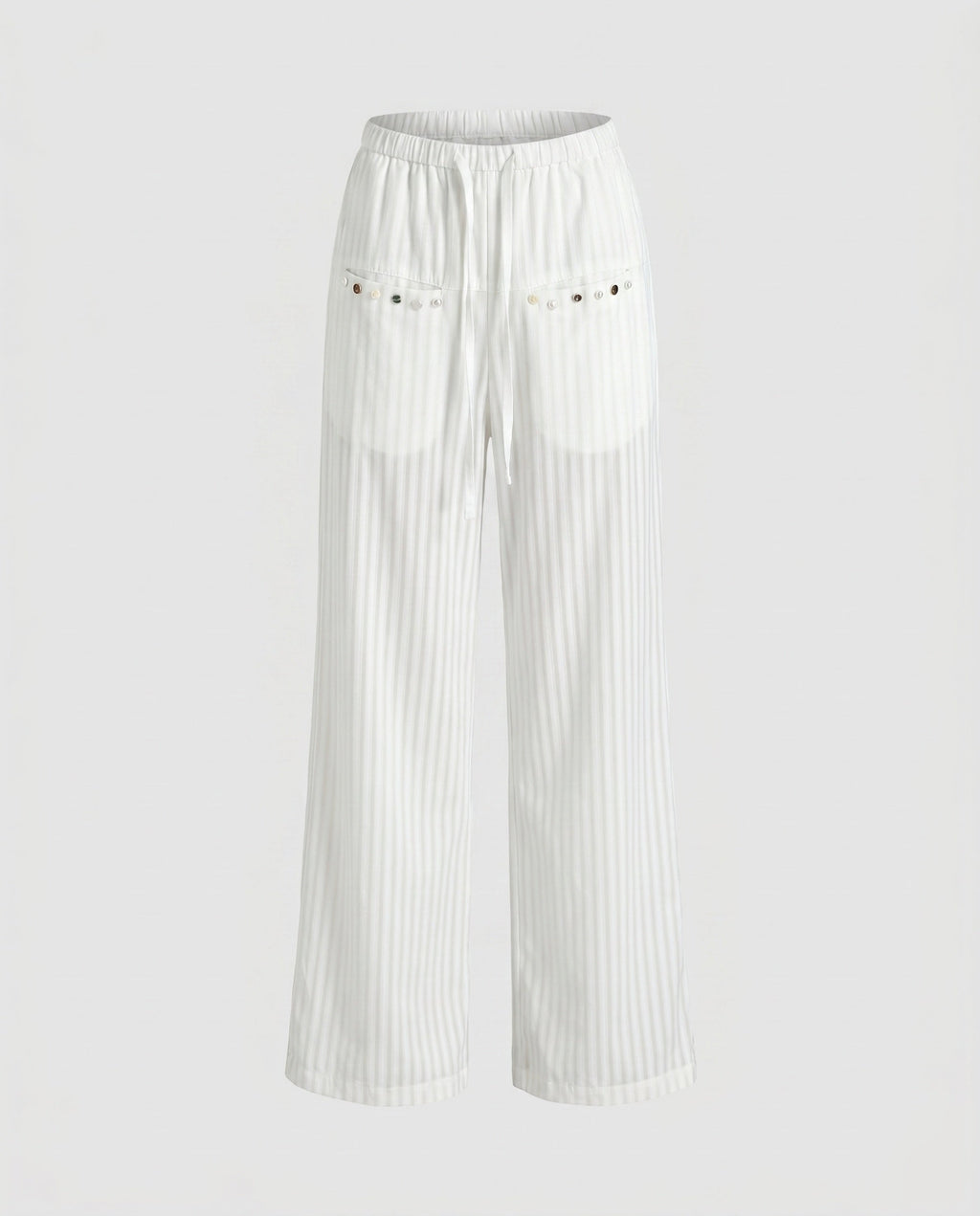 Women's Casual Pinstripe Relax Pants with Elastic Waistband