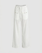 Women's Casual Pinstripe Relax Pants with Elastic Waistband