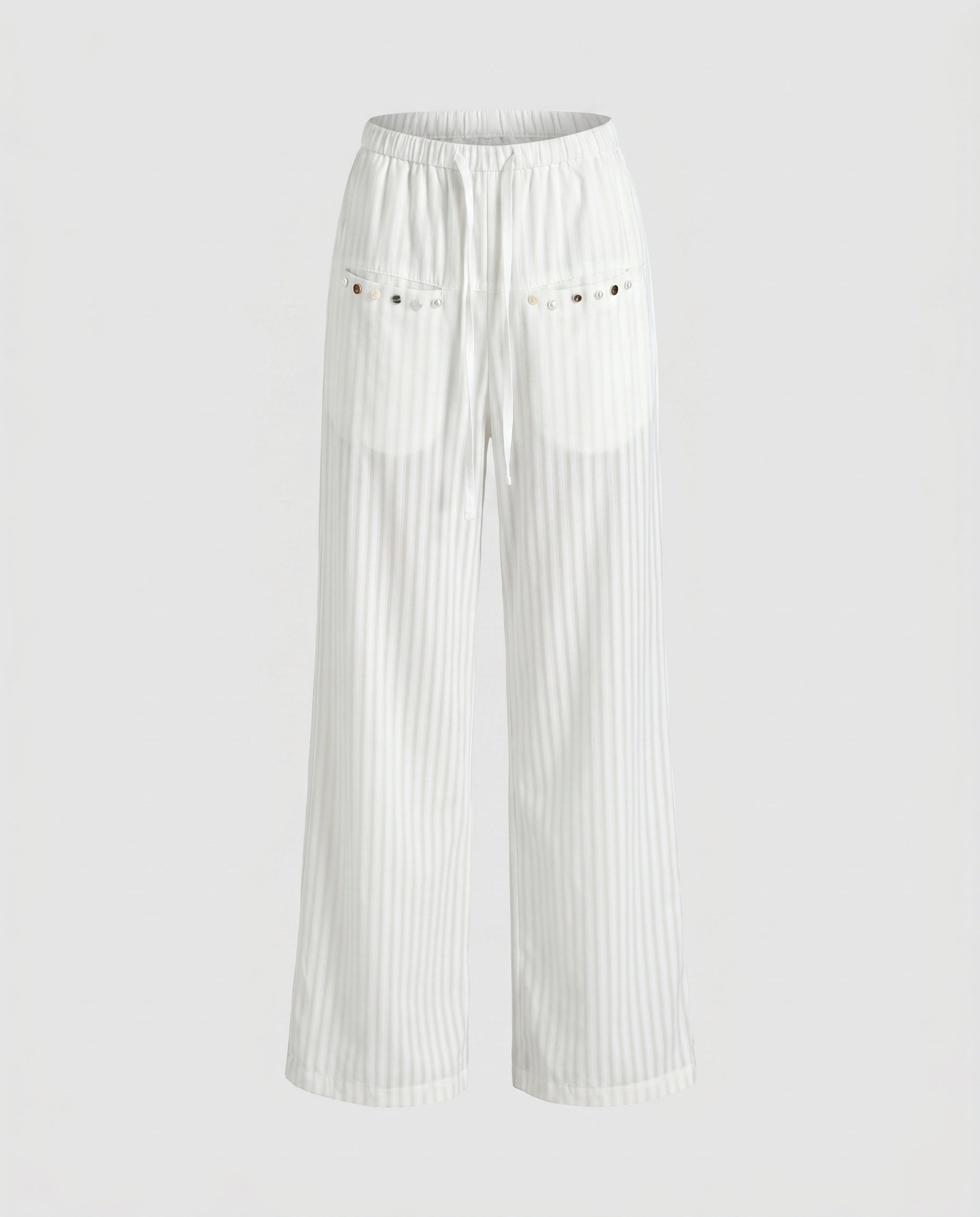 Women's Casual Pinstripe Relax Pants with Elastic Waistband