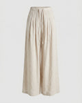Women's Wide Linen Lounge Pants with High Waistband, Drawstring