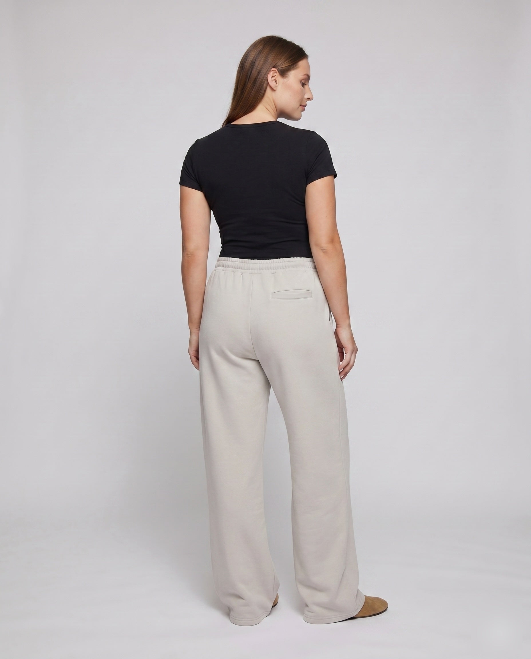 Women's Wide Lounge Jog Pants made of Soft Sweat Quality - Back View