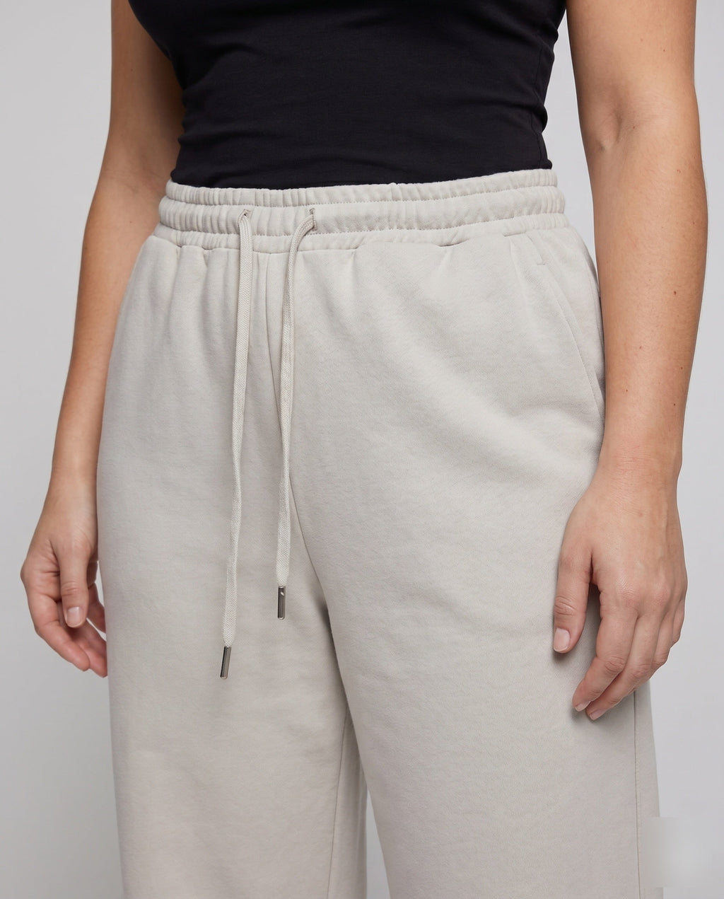 Women's Wide Lounge Jog Pants made of Soft Sweat Quality - Close-Up Detail