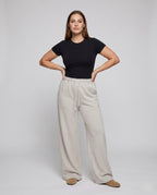 Women's Wide Lounge Jog Pants made of Soft Sweat Quality - Front View