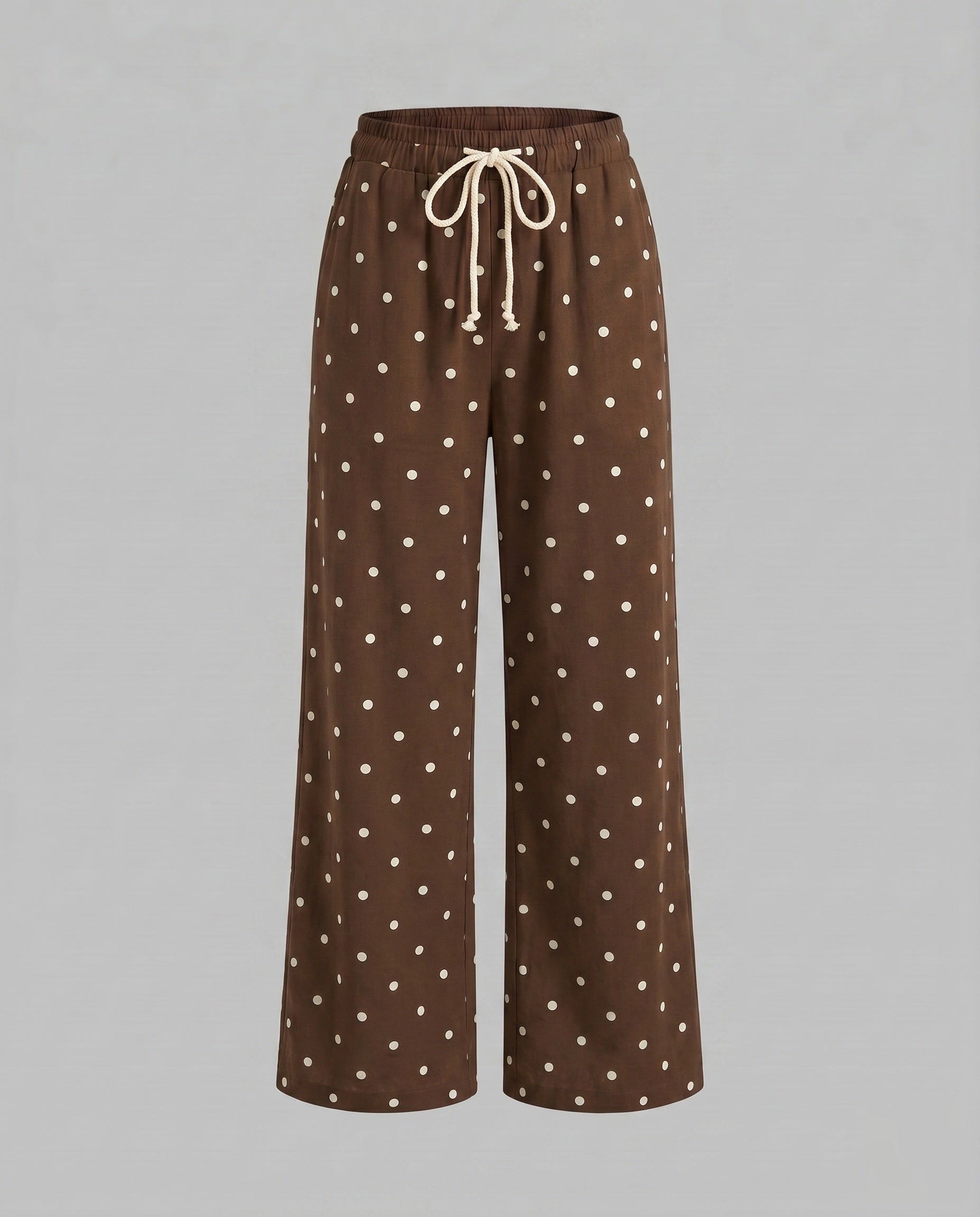 Women's Wide Polka Dot Palazzo Pants with Elastic Comfort Waistband
