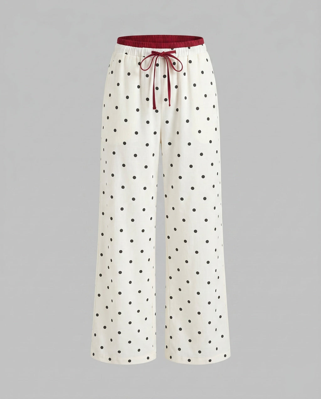 Women's Wide Polka Dot Palazzo Pants with Elastic Comfort Waistband