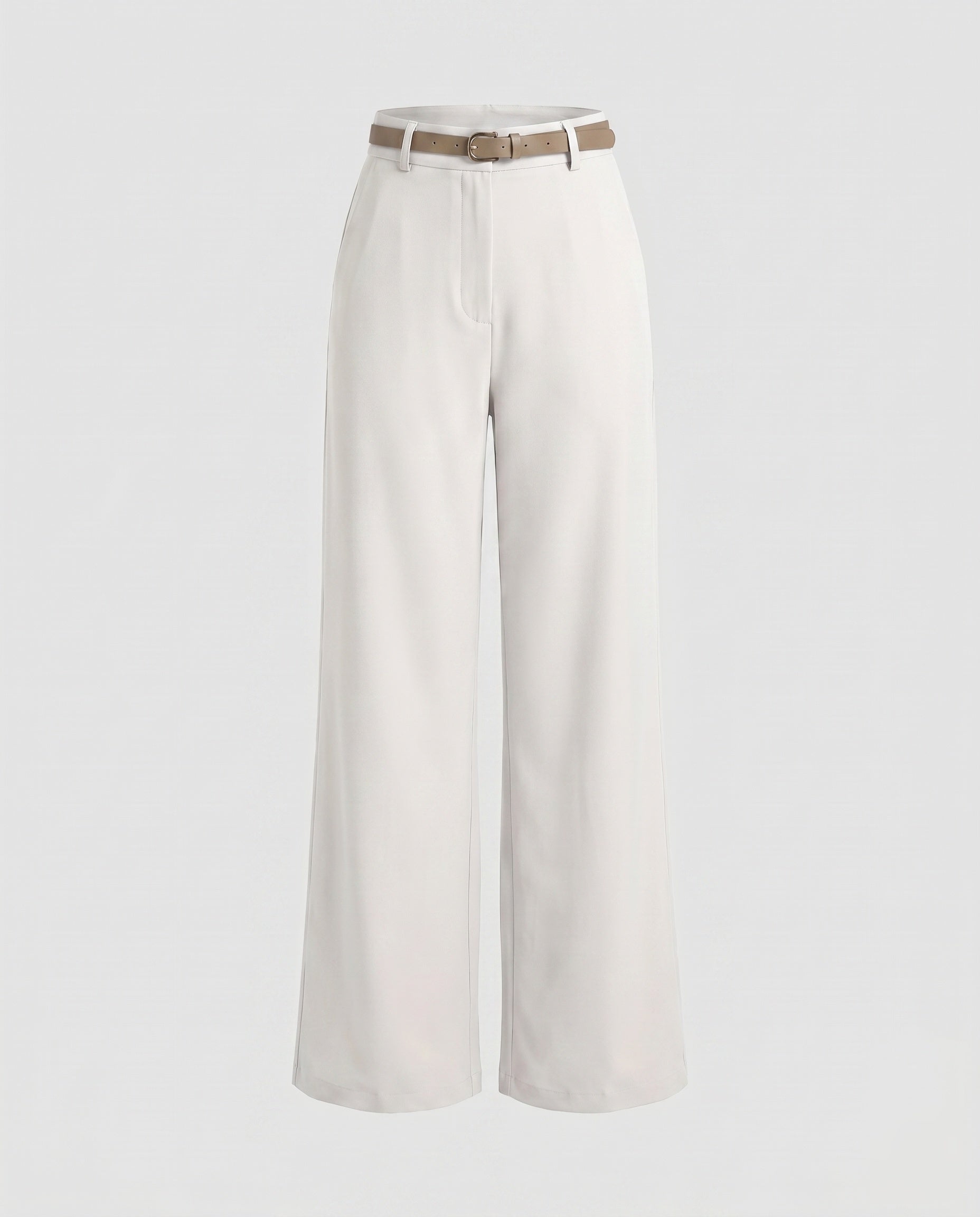 Women's Elegant High-Waisted Pants with Wide Leg and Belt