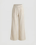 Women's Elegant High-Waisted Trousers with Fine Structure Pleats