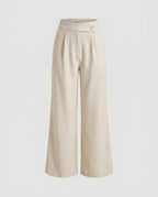 Women's Elegant High-Waisted Trousers with Fine Structure Pleats