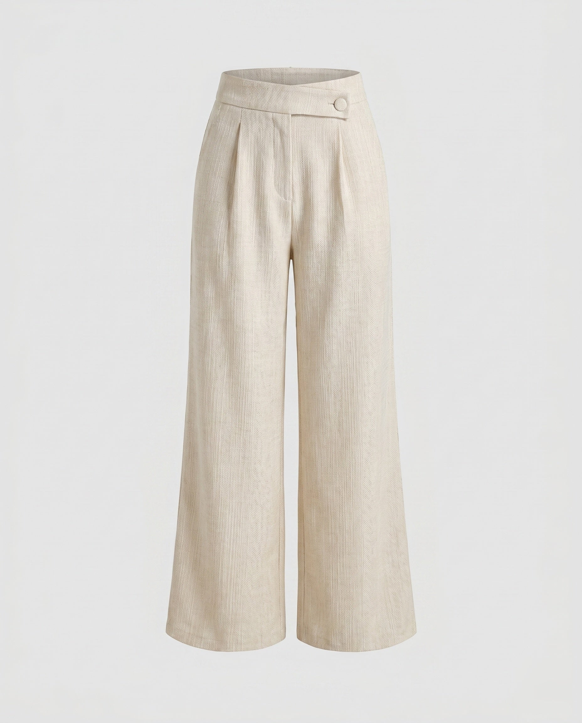Women's Elegant High-Waisted Trousers with Fine Structure Pleats