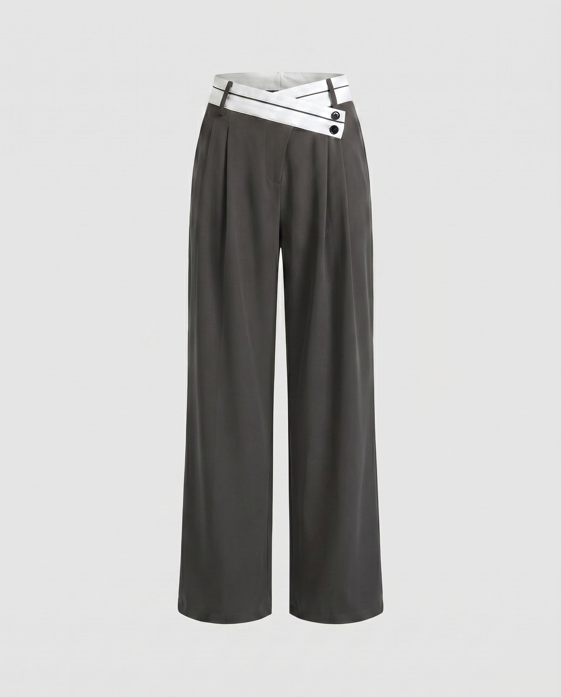 Women's Elegant Tailored Chino Pants with Asymmetric Waistband