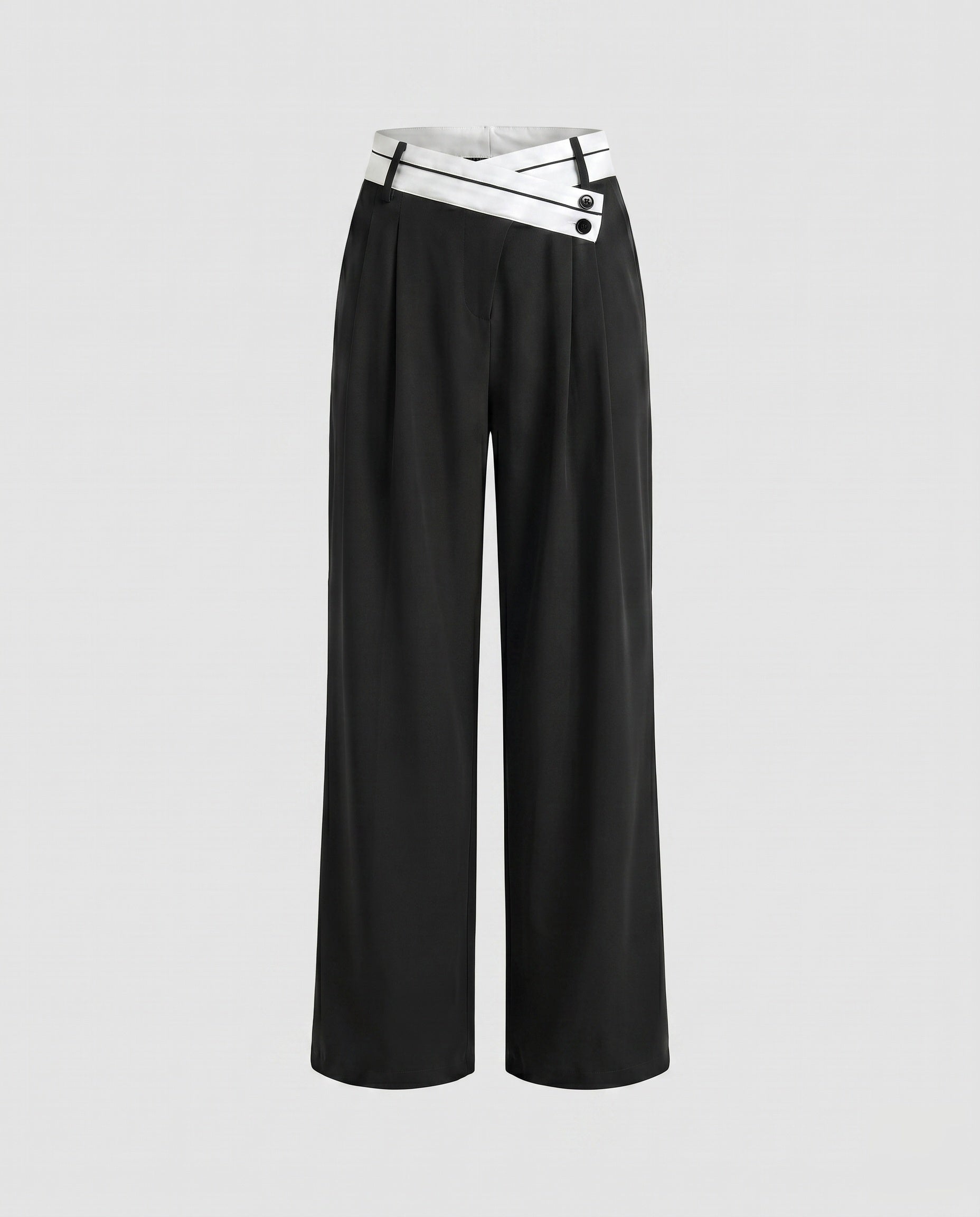 Women's Elegant Tailored Chino Pants with Asymmetric Waistband