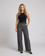 Women's Wide Special Suit Trousers with Elegant Pleats - Front View
