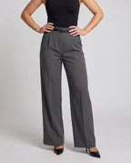 Women's Wide Special Suit Trousers with Elegant Pleats - Lower Body View