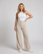 Women's Wide Corduroy Palazzo Pants with High Waist - Front View