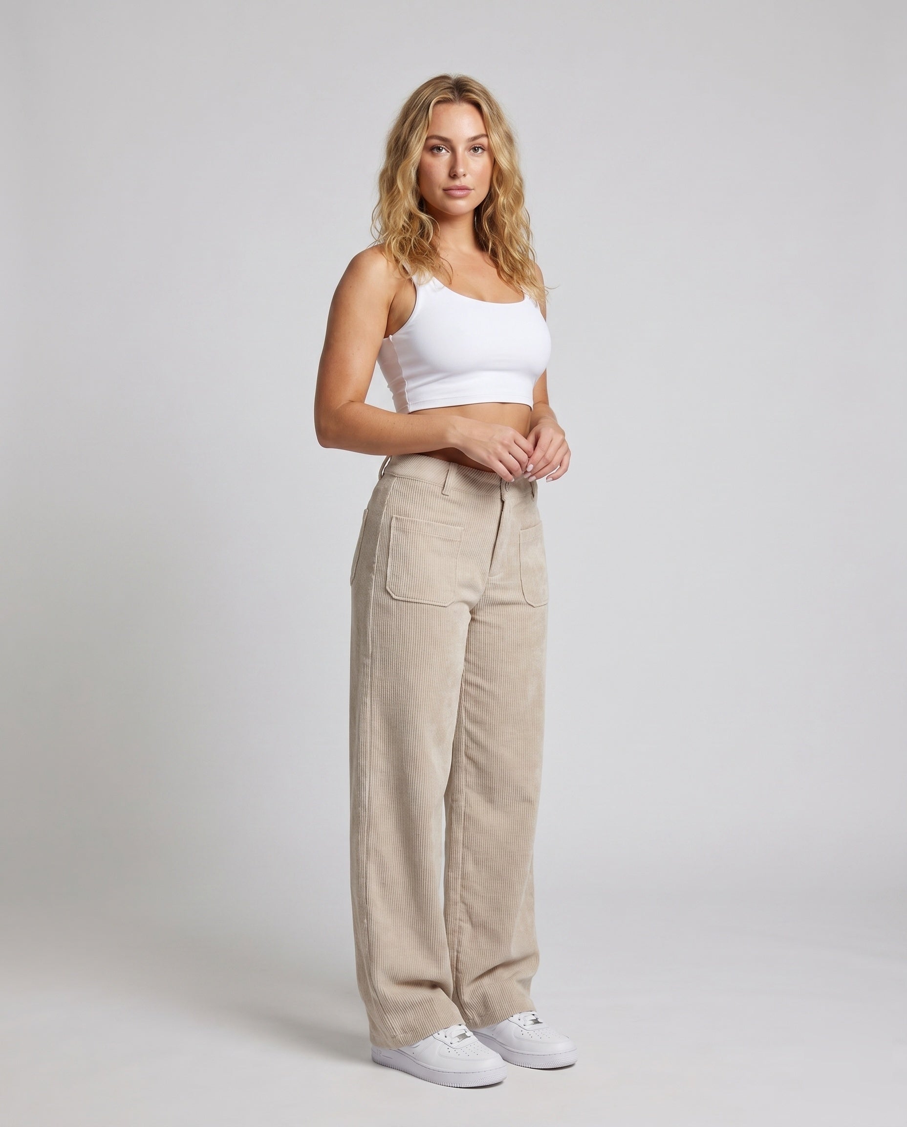 Women's Wide Cord Pants - Front View