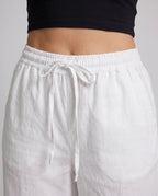 Women's Wide Cotton Pants with Elastic Waistband and Relaxed Fit - Close-Up Detail